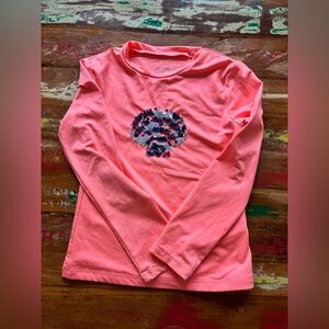 Cat & Jack Coral Pink Long Sleeve Tee with Sequin Heart